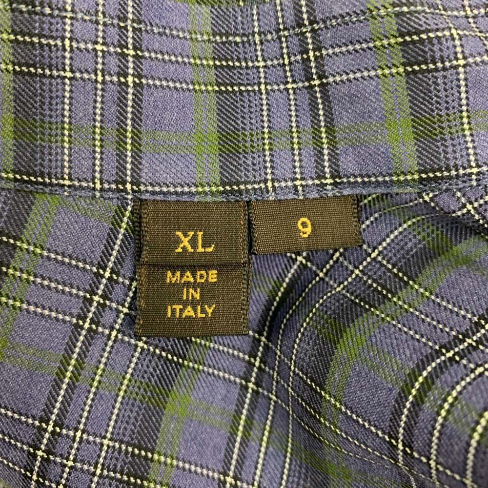 LOUIS VUITTON Purple Black Green Plaid Cotton Long Sleeve Shirt - Picture 7 of 8